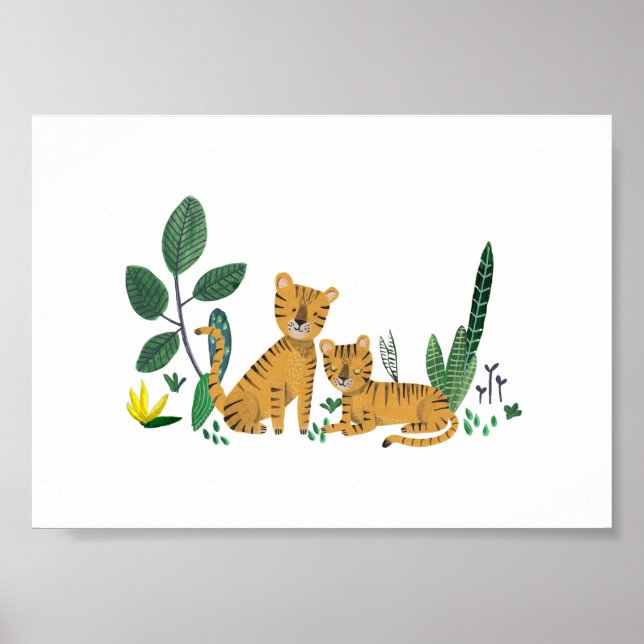 Póster Paseo por la selva de tigres para niños (Frente)