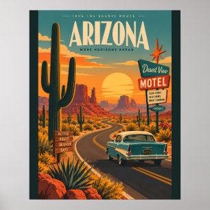 Póster Paseo Retro por el Desierto de Arizona Publicación