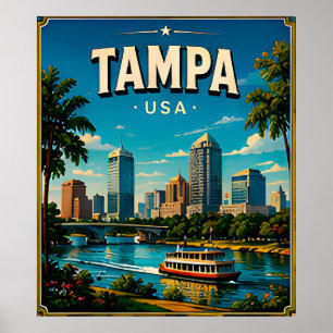 Póster Paseo Ribereño de Tampa Silueta del frente marítim