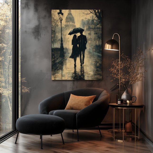Póster Paseo Romántico bajo la Lluvia - Estilo Carbón (Subido por el creador)