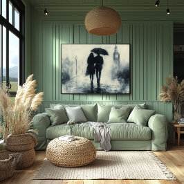 Póster Paseo romántico por la lluvia bajo el Big Ben