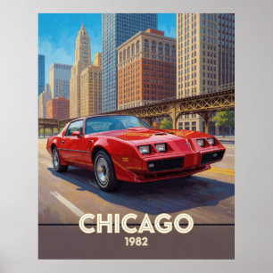 Póster Paseo urbano de Chicago 1982 Illinois