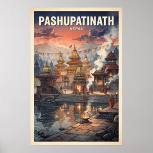 Póster Pashupatinath Nepal Viajes Antiguos