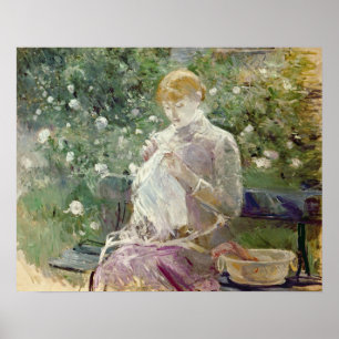 Póster Pasie que cose en el jardín de Bougival, 1881