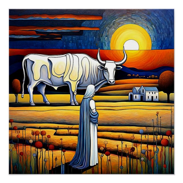 Póster Pasífae ve el toro de Creta (Anverso)