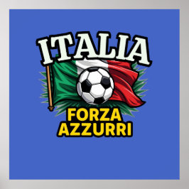 Póster Pasión italiana de fútbol - Bandera de Forza Azzur