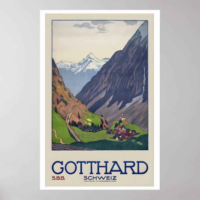 Póster Paso de San Gotardo Paso de Montaña Suiza (Frente)