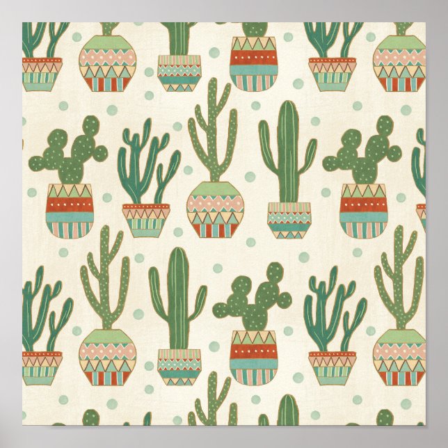 Póster Paso del suroeste de Geo | Patrón de cactus (Frente)