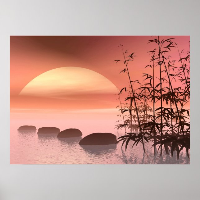 Póster Pasos a la puesta de sol roja (Frente)