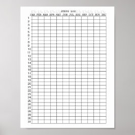 Póster Pasos Hojas de registro durante meses para el año