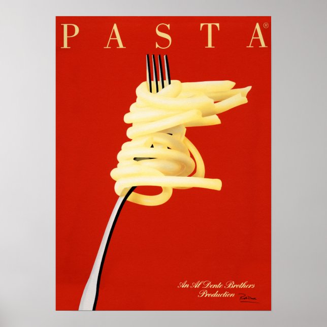 Póster PASTA AL DENTE Razzia Fideo de comida italiana Art (Frente)