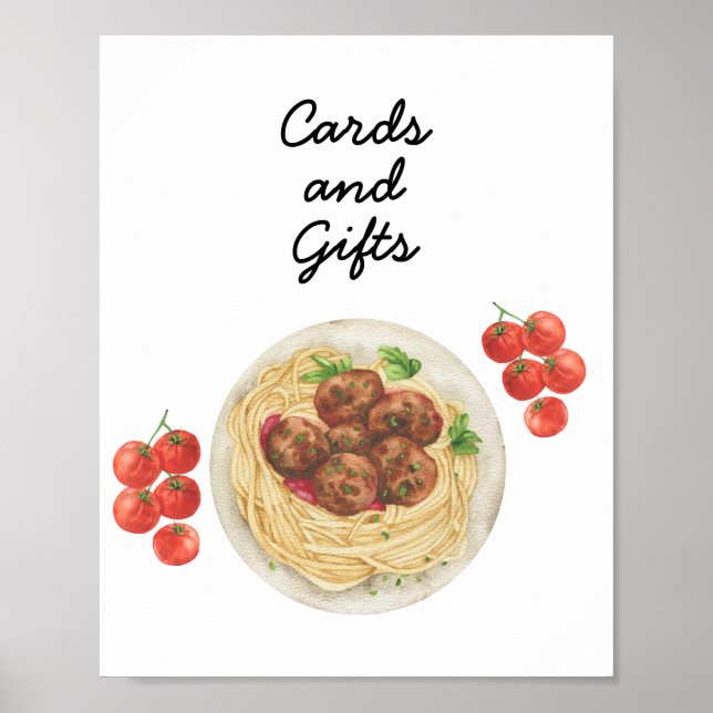 Póster Pasta Baby shower Cards & Gifts (Frente)