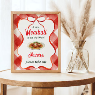 Póster Pasta de Albóndigas de Cuadros Rojos Italianos par