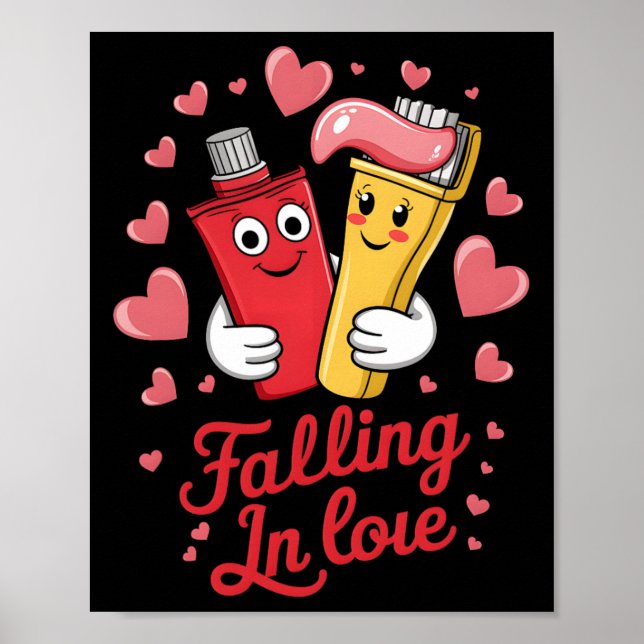 Póster Pasta de dientes del día de San Valentín Cepillos  (Frente)