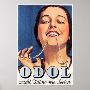 Póster Pasta dental de ODOL Perla Teñido Blanco Alemán 