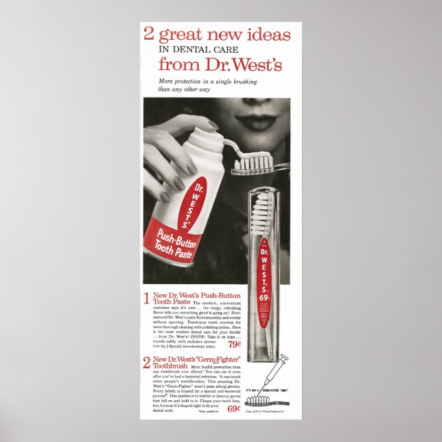 Póster Pasta dental del Dr. West en 1958 (Frente)