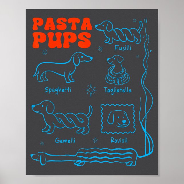 Póster Pasta P Funny Dachshund Wiener Dog Pasta Foodie Do (Frente)