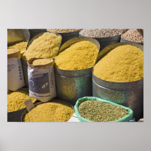 Póster Pastas secas y frijoles a la venta, Marrakech, 2