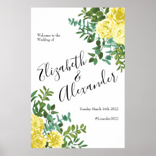 Póster Pastel amarillo claro Peony Rosa Boda floral