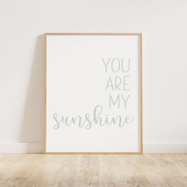 Póster Pastel Azul Muerto Eres Mi Sol (You Are My Sunshine, a minimalist typography quote in a muted pastel blue distressed texture)