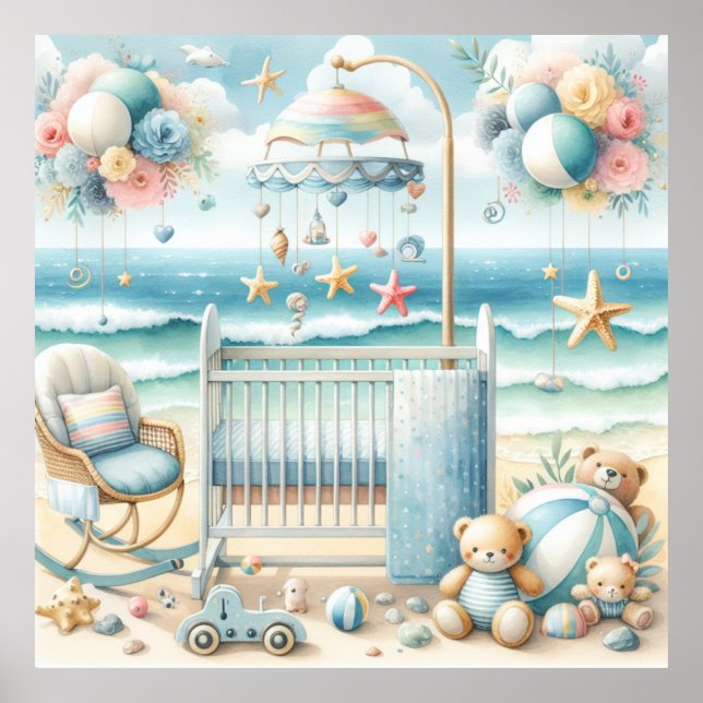 Póster Pastel Beach Nursery Poster (Frente)