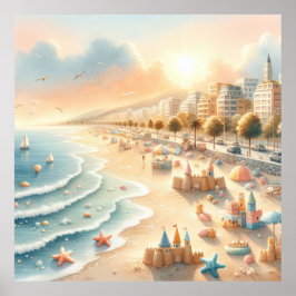 Póster Pastel Beach Nursery Poster