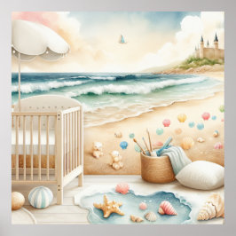 Póster Pastel Beach Nursery Poster