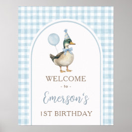 Póster Pastel Blue One Lucky Duck Bienvenida a los primer