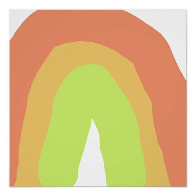 Póster pastel boho rojo amarillo verde naranja abstracto  (Anverso)