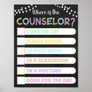 Póster Pastel Chalkboard ¿Dónde está el Rótulo de la puer