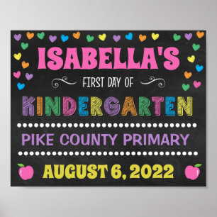 Póster Pastel Chalkboard Primer día del Rótulo de guarder