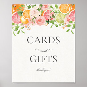 Póster Pastel Citrus Floral Cutie Tarjetas y Rótulo de Re