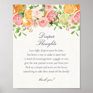 Póster Pastel Citrus Floral Pequeña Cutie Diaper Thoughts