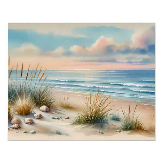 Póster Pastel Coastal Dunes Watercolor (Anverso)
