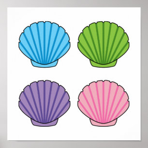 Póster Pastel Colorful Seashell Pack