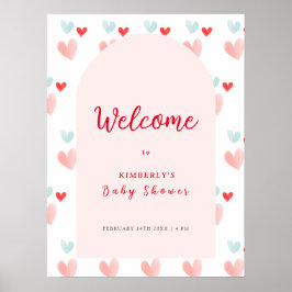 Póster Pastel corazón Arch Bienvenidos a Baby Shower
