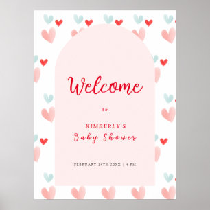 Póster Pastel corazón Arch Bienvenidos a Baby Shower