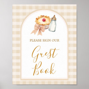 Póster Pastel Cutie Pie Gingham Baby Shower Guest Book