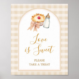 Póster Pastel Cutie Pie Gingham Baby Shower Love is Sweet