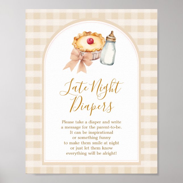 Póster Pastel Cutie Pie Gingham Cae Tarde Noche Diapers (Frente)