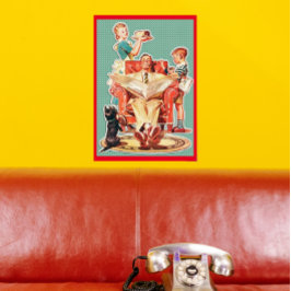 Póster Pastel de ama de casa de la familia nuclear de los