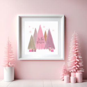 Póster Pastel de árboles navideños 'Esta es la temporada 