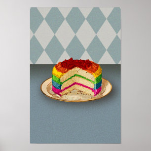 Póster Pastel de arcoiris retro