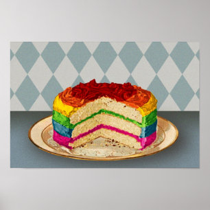 Póster Pastel de arcoiris retro