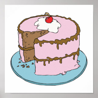 Póster pastel de chocolate con helado rosa