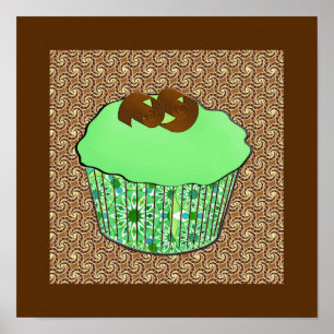 Póster Pastel de chocolate esmerilado de menta, fondo fra