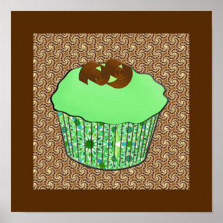 Póster Pastel de chocolate esmerilado de menta, fondo fra