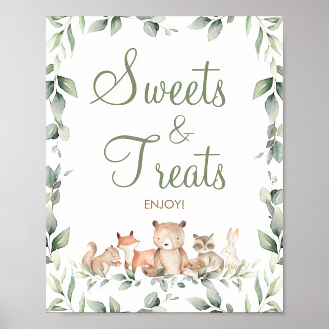 Póster Pastel de dulces y repostería de Woodland Animals (Frente)