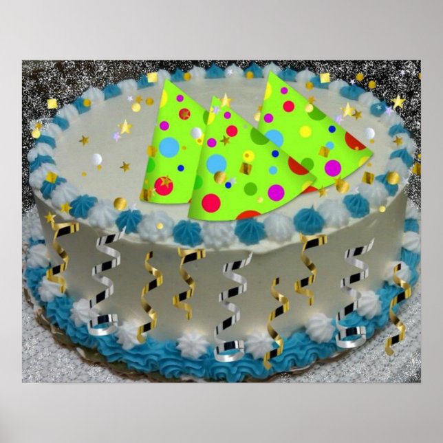 Póster Pastel de fiesta de cumpleaños (Frente)