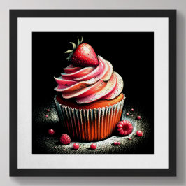 Póster Pastel de fresa de dibujo